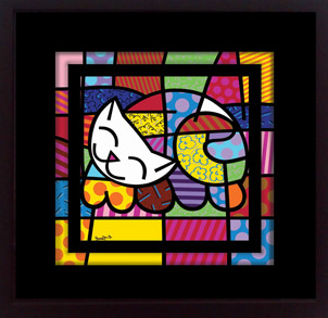 Romero_Britto_TheHappyCat_Framed_GalleriaOnThird.png