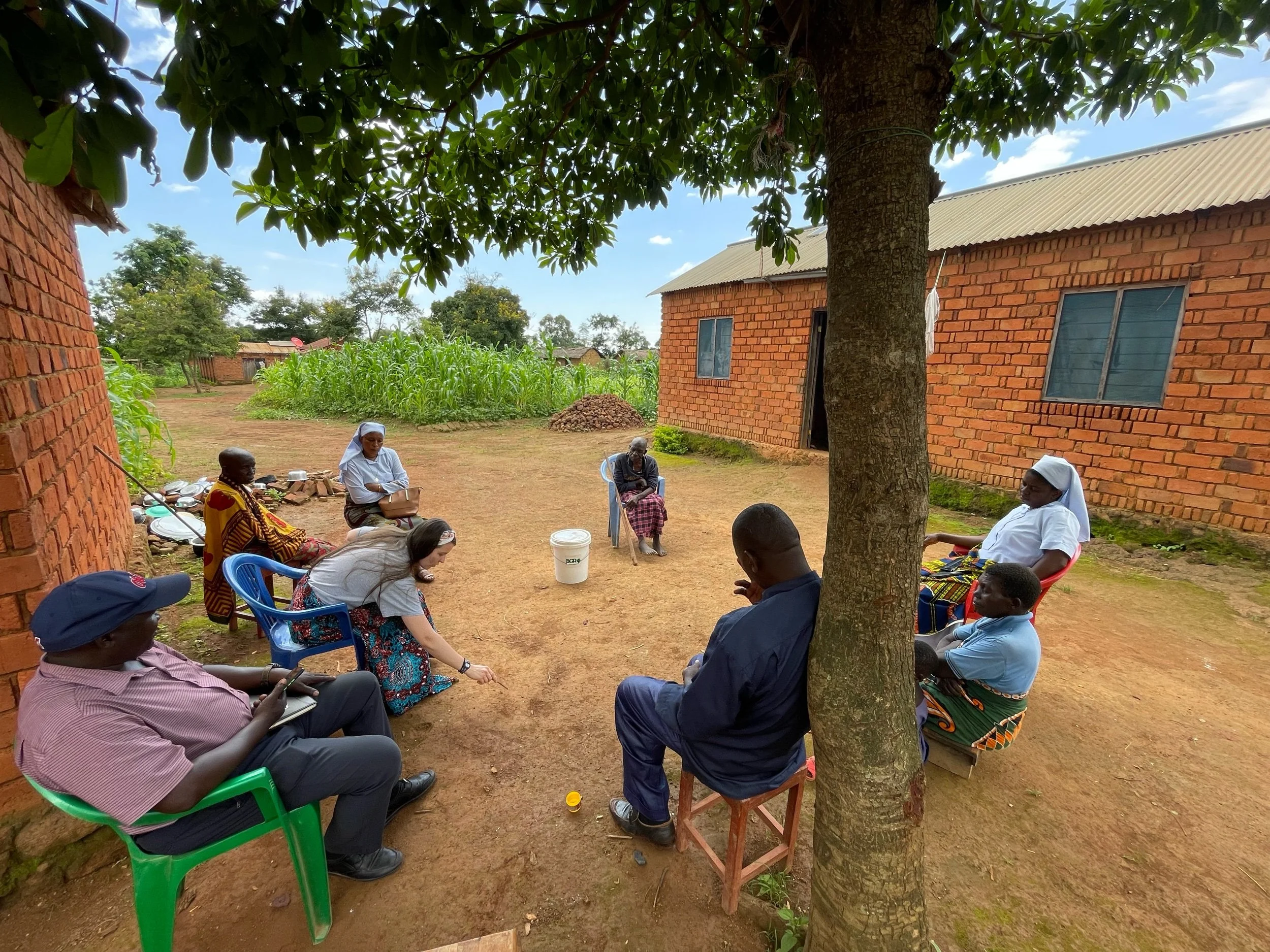 Rachel sharing in the village