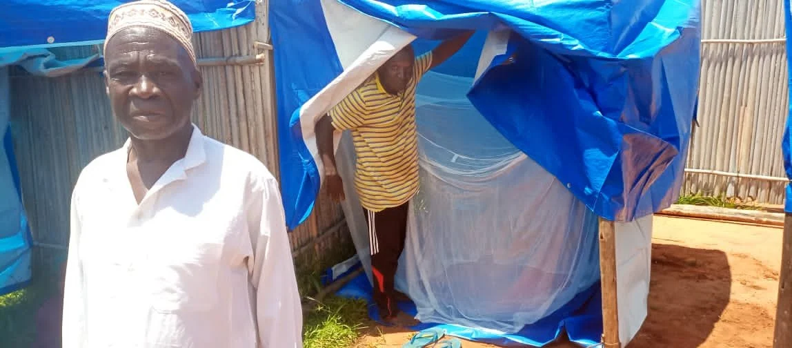 A temporary shelter built with our supplies