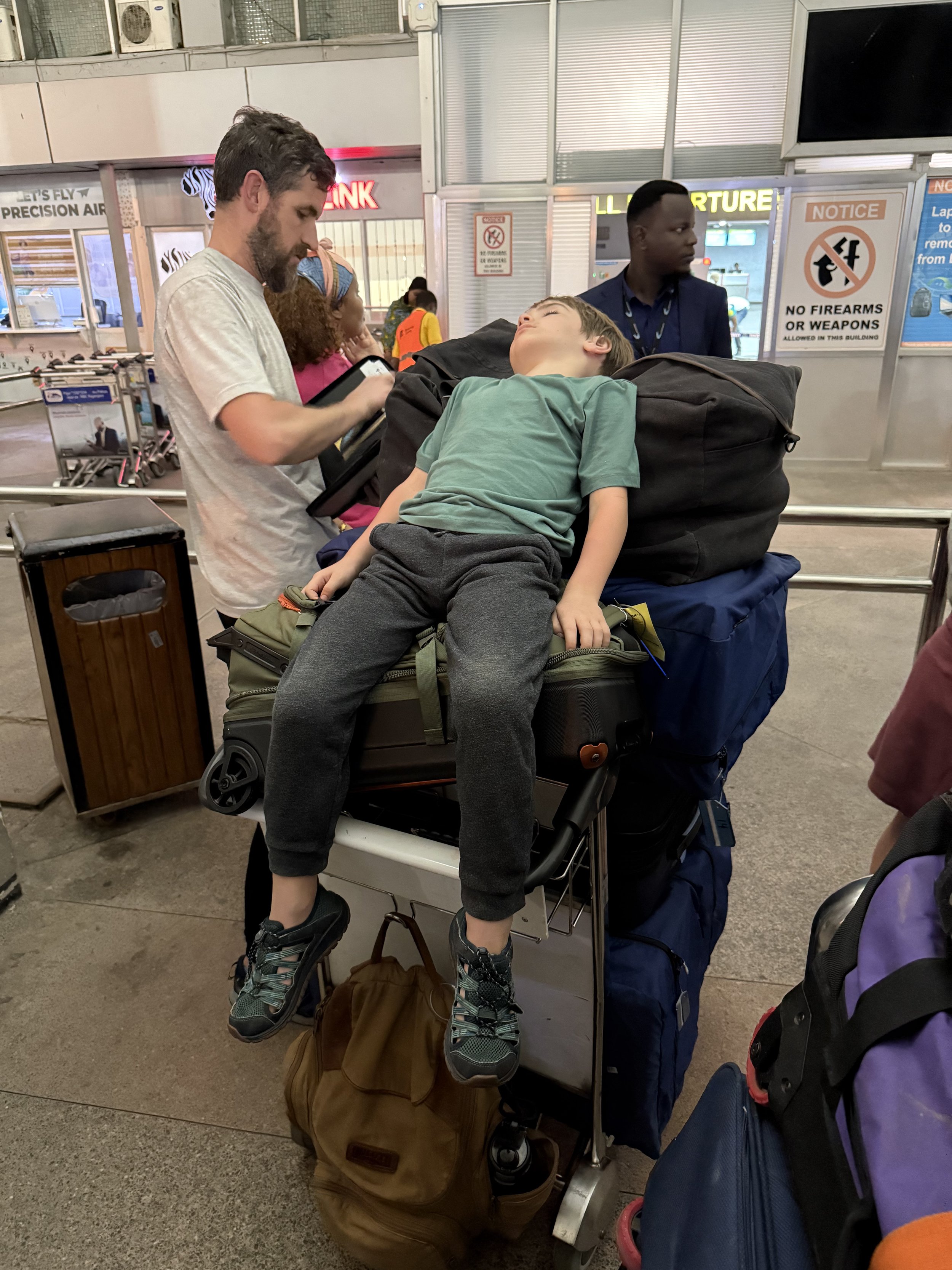 Zeke at 3AM after 20 hours of travel