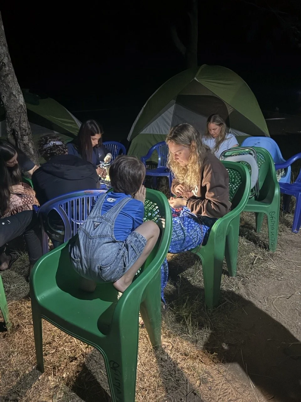 Making bracelets at night
