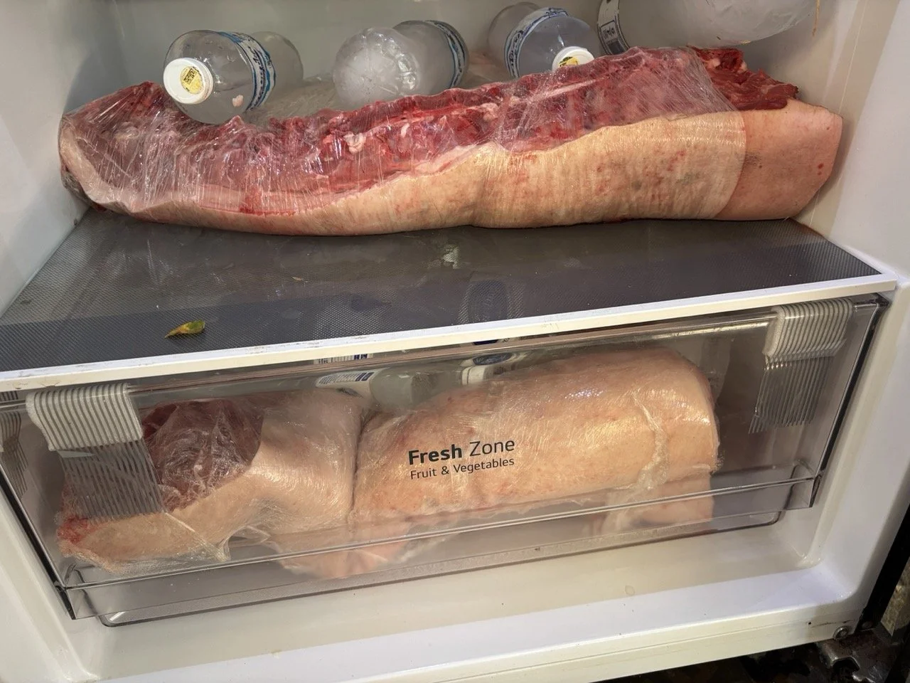 Primal cuts drying/cooling in the fridge