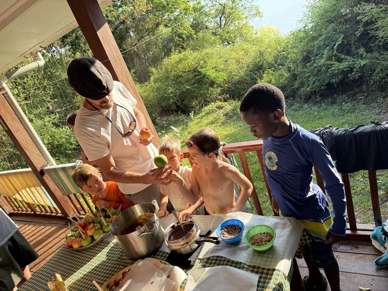Caramel apples at the lake