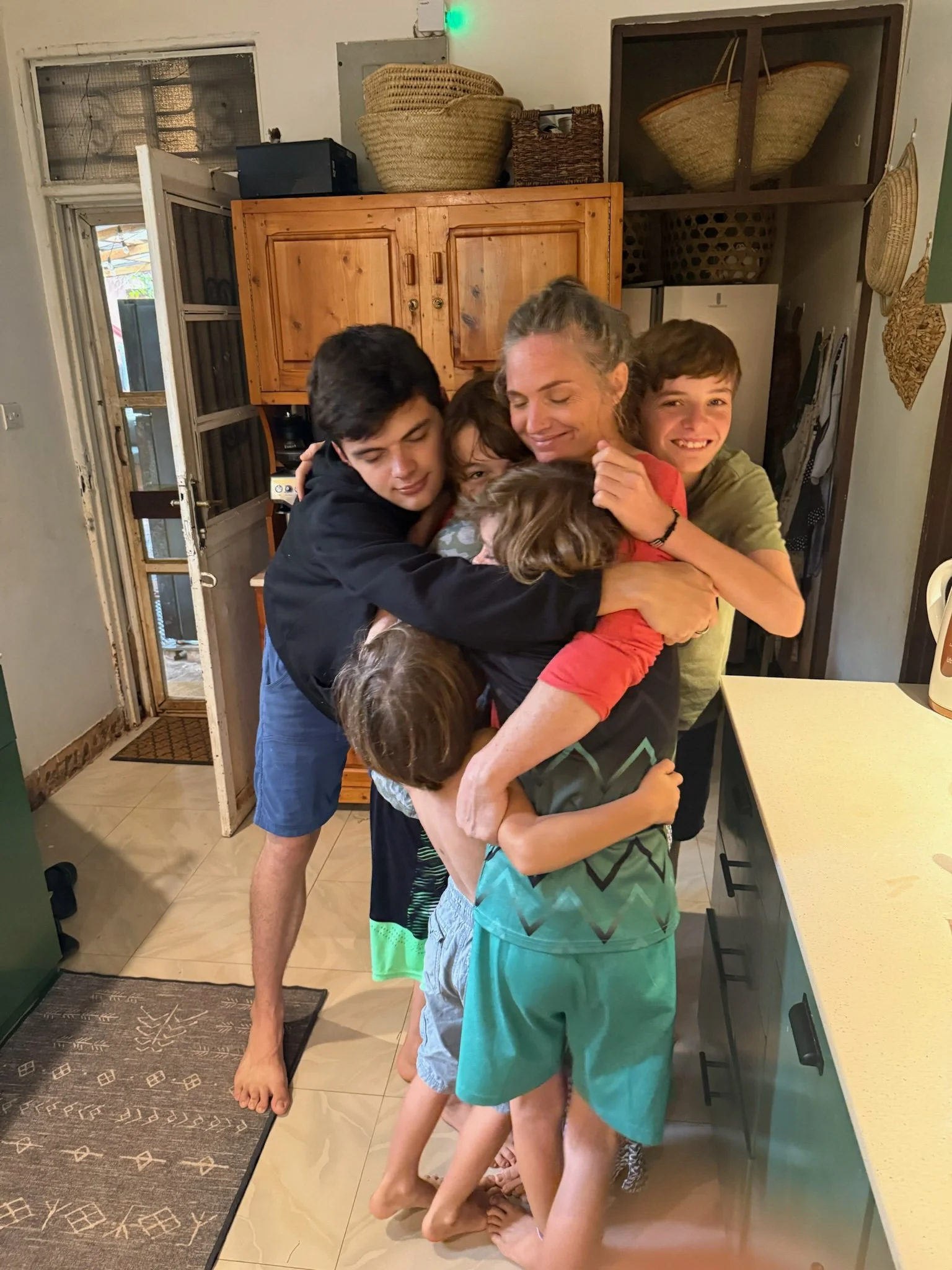 Spontaneous group hug