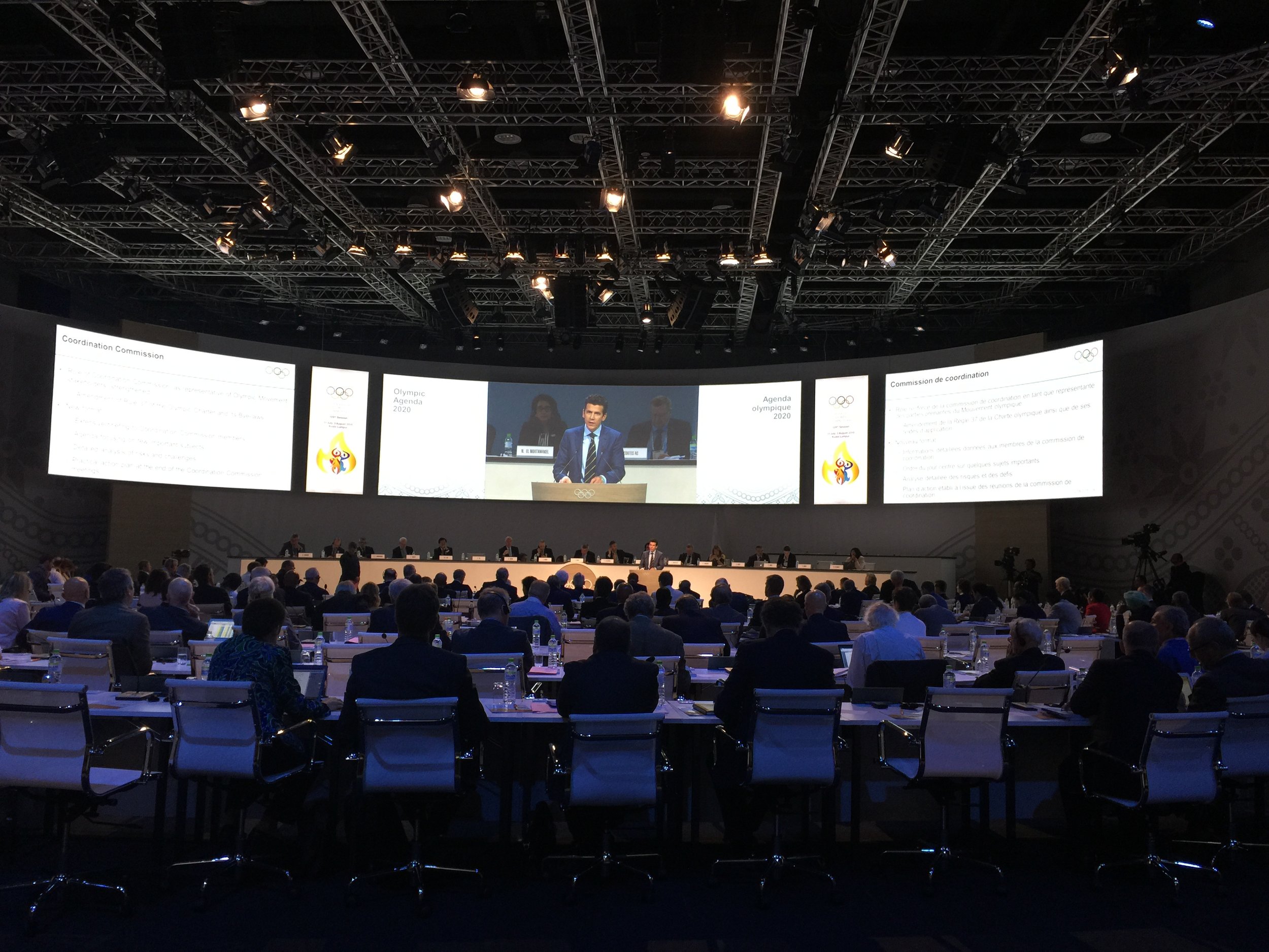 The IOC Session in Kuala Lumpur as seen from my seat in the back for guests