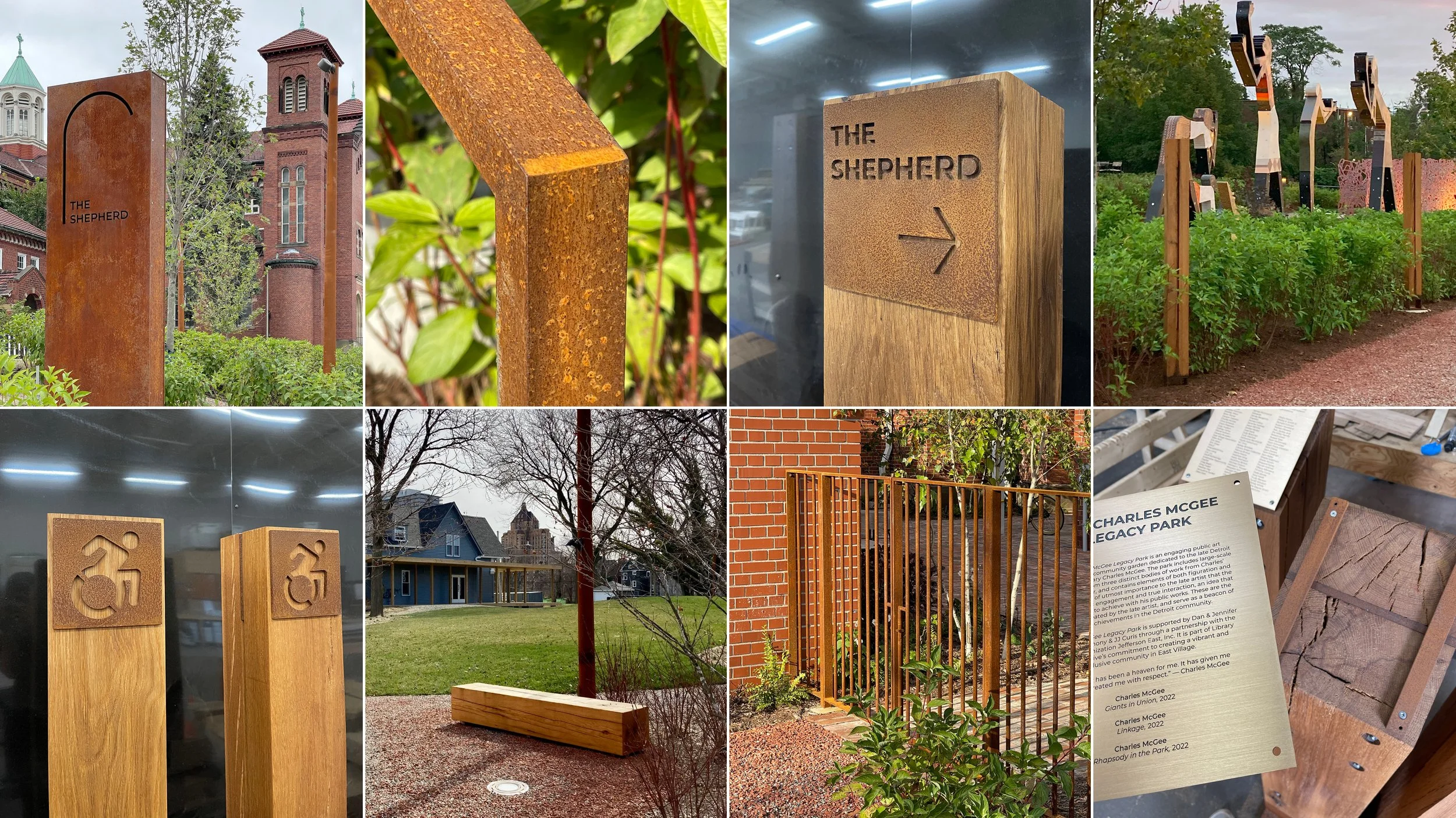 Wayfinding &amp; Signage at The Shepherd Arts Park, Detroit, MI