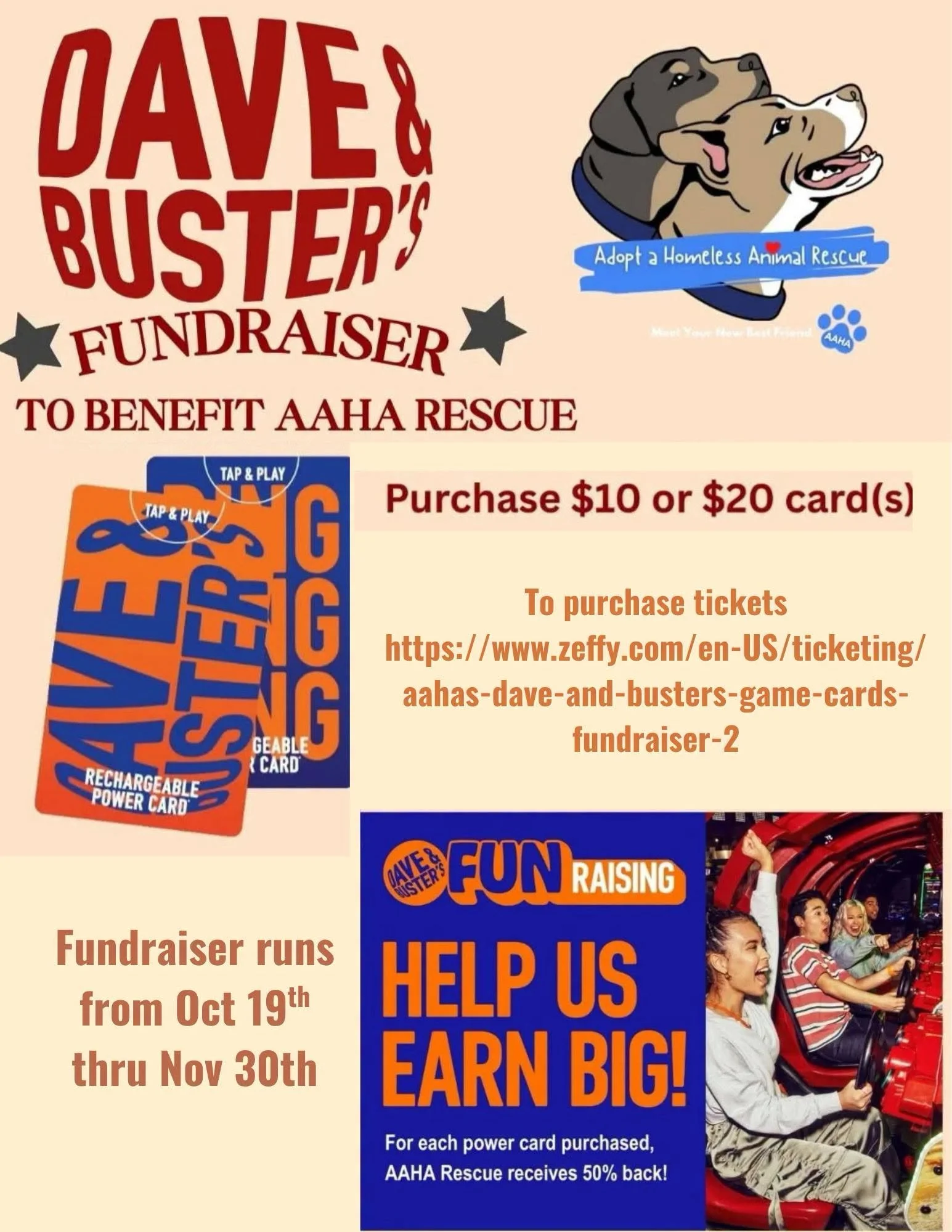 Dave and Buster's Fundraiser to Benefit AAHA