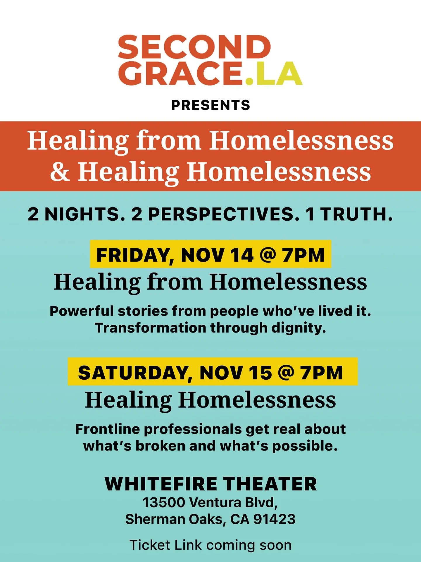 Healing from Homelessness | Healing Homelessness

A Two-Night Event

Friday, November 14 @ 7PM: &ldquo;Healing from Homelessness&rdquo;
Hear directly from people who&rsquo;ve lived it. Powerful stories of transformation that happened not through &ldq