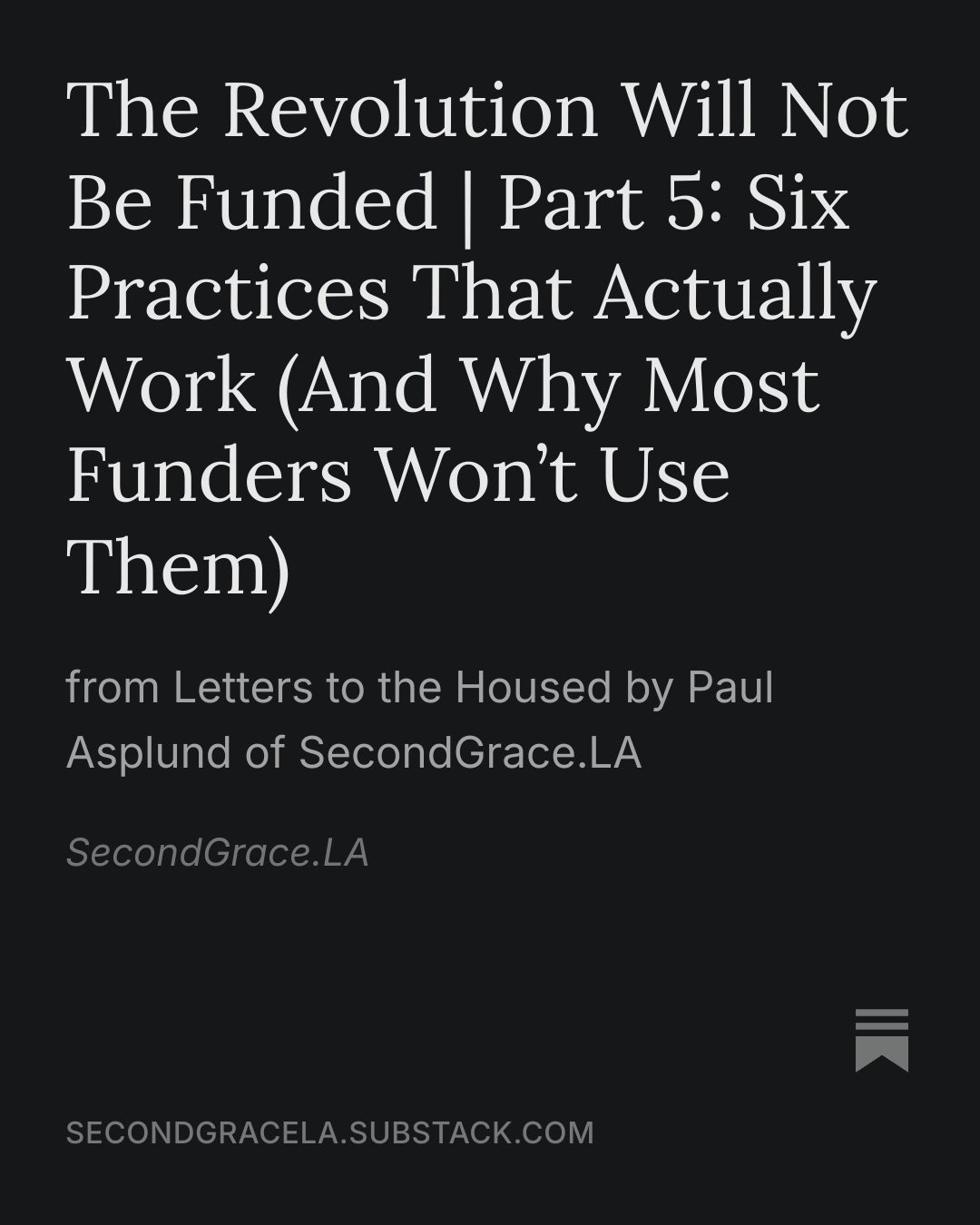 "Nonprofits spend 30% of development time writing grant applications." That's time NOT spent on the mission.

MacKenzie Scott proved another way: her team researched grantees themselves. No extensive applications. No performance auditions. 