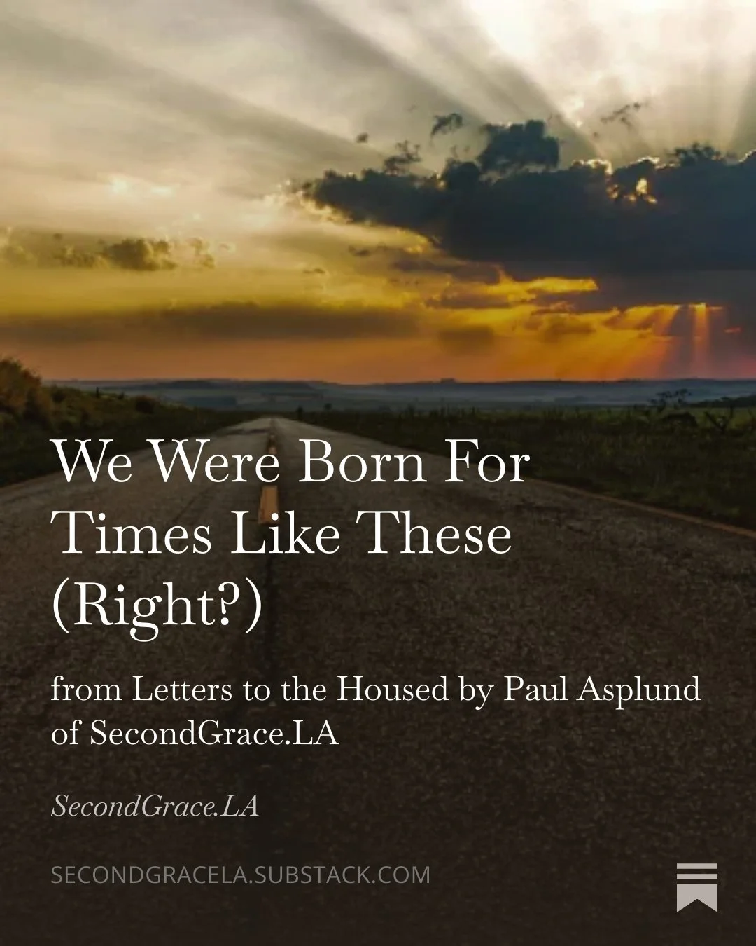 This week I felt despair for the first time in decades.

Watching ICE raids unfold in Minnesota&mdash;where I spent the first 33 years of my life&mdash;hit harder than I expected.

My friend Noah reminded me: we were born for times like these.

I've 