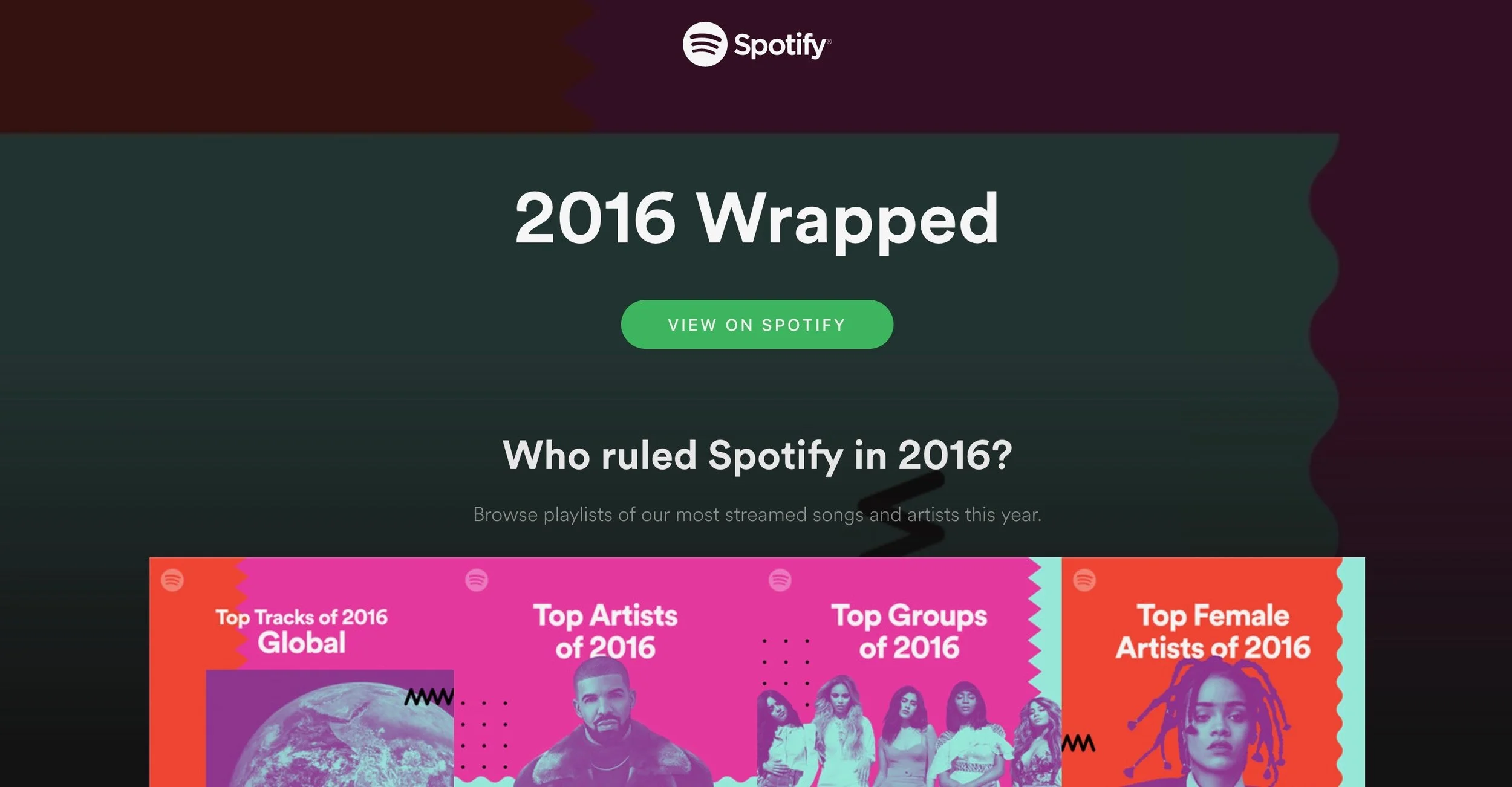 image via spotify.com Spotify creates an annual microsite to highlight the best music of each year. 