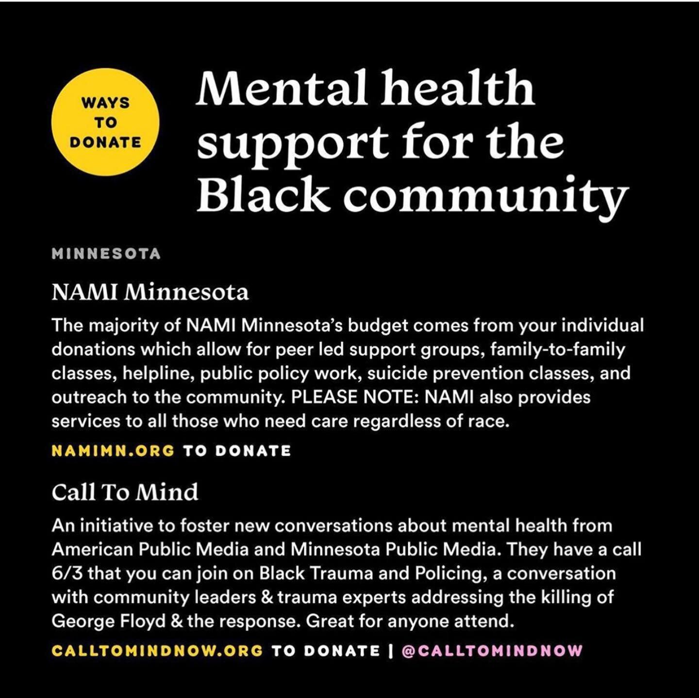 Here are a few places to donate that target mental health support for the Black community. We are actively discussing ways to help in our blacklivesmatter channel on our Slack. Please join us as we continue to amplify Black voice, educate ourselves, 