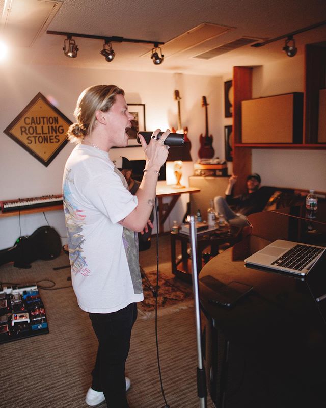 Our good friend @conradofficial hitting the high notes in a writing session with @ciscoadler and @estradamartin yesterday! Always creating. Always learning. 📷 @forgetbrennan 🐛🦋