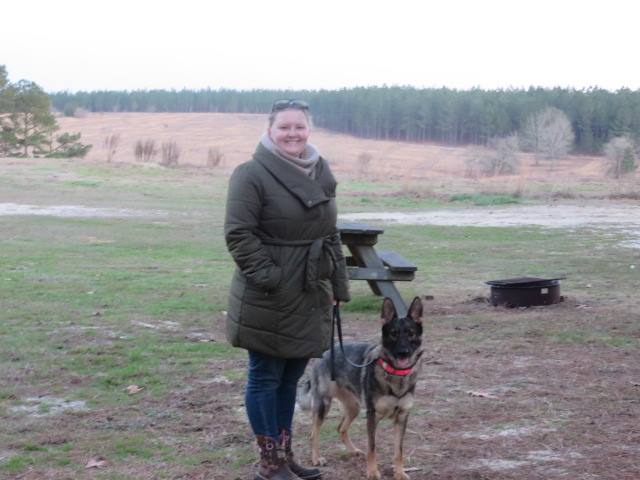 Me and Karma on a camping trip, watching the bird dogs train.