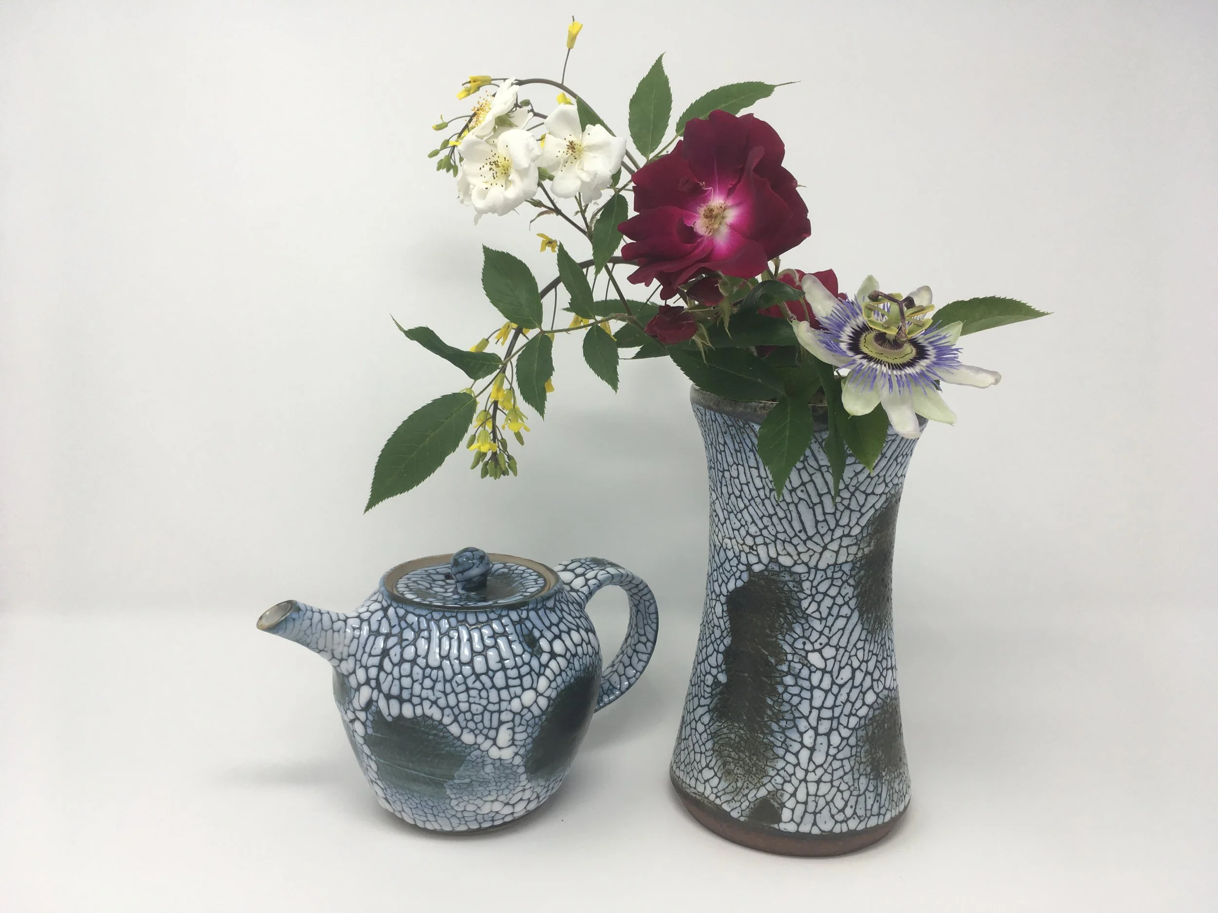 Crackle Teapot and Vase