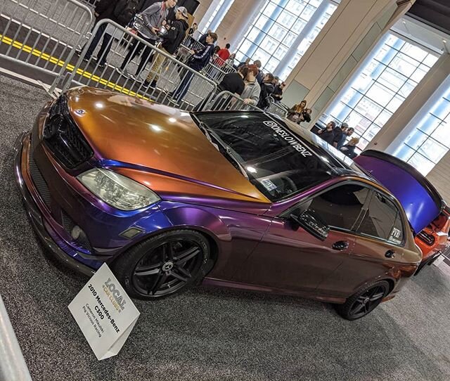 Check out the #vinylwrap on this #mercedesbenz #c300 at the #phillyautoshow #phillyautoshow2020 #mercedes #benz #carshow #philly #philadelphia #conventioncenter