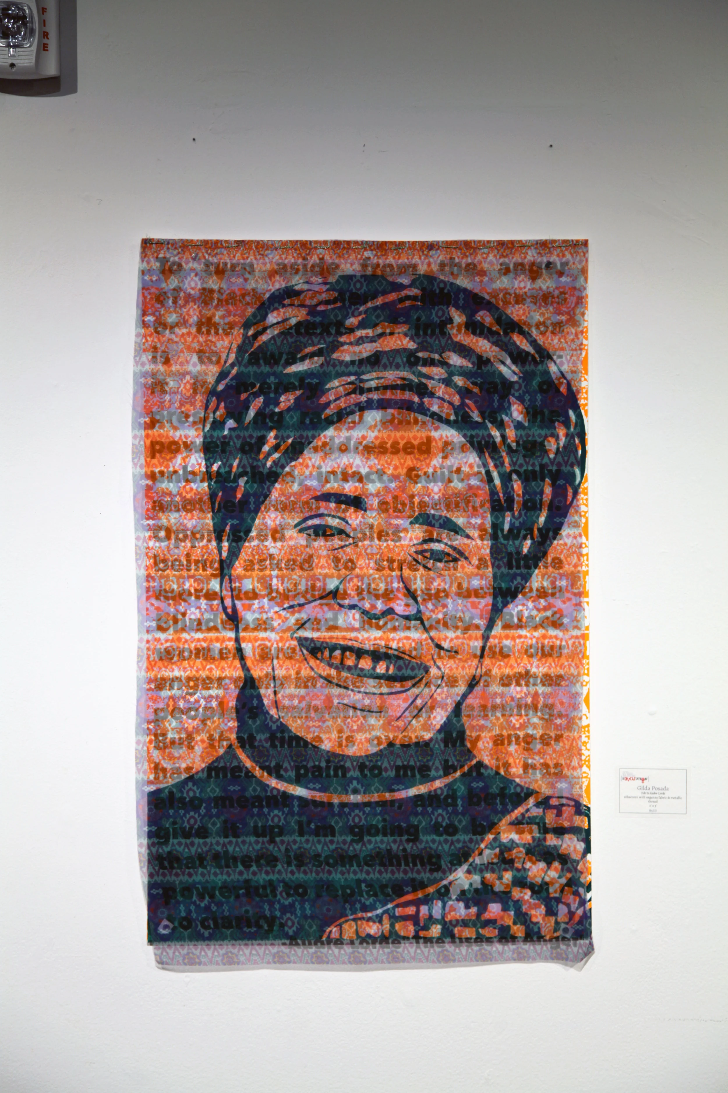 Oda a Audre Lorde Silkscreen and Organza Fabric with Gold Thread 2017
