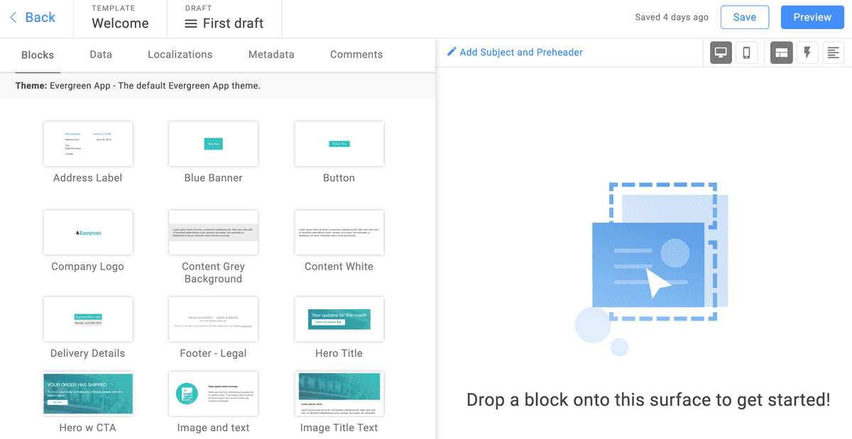 Email builder before I started working on it