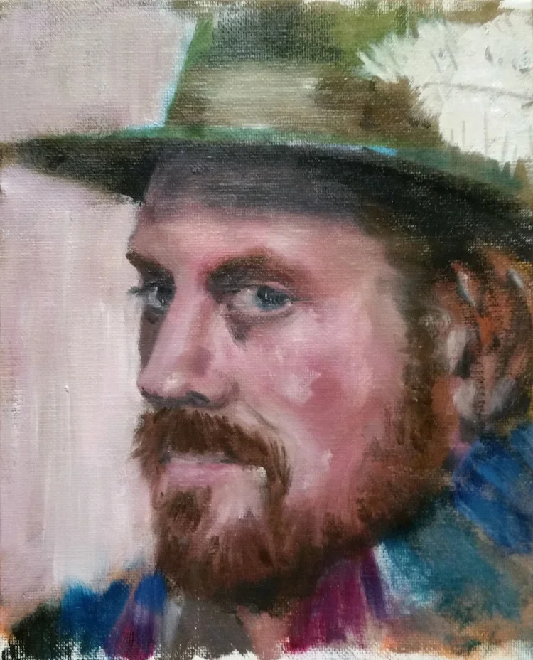 Portrait of a Veterinarian (Oil, 12" x 10")
