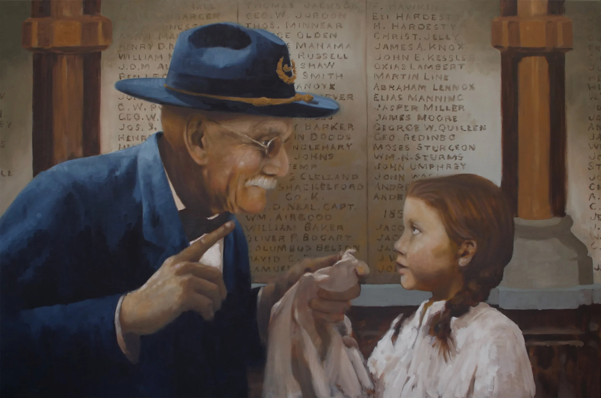 "Polishing their Memory", for the City of Sidney (Oil, 2' x 3')
