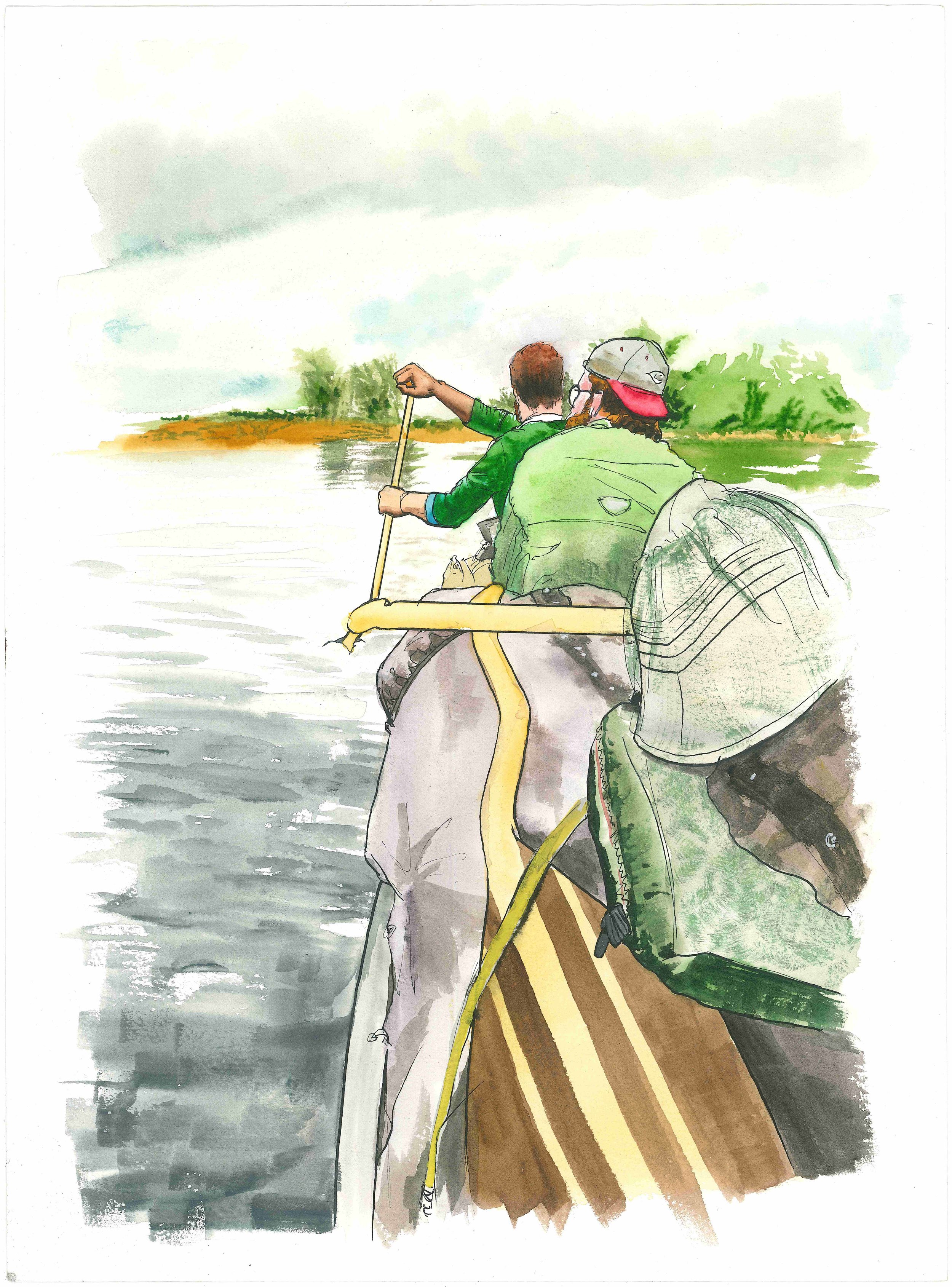On the River (watercolor, ink)