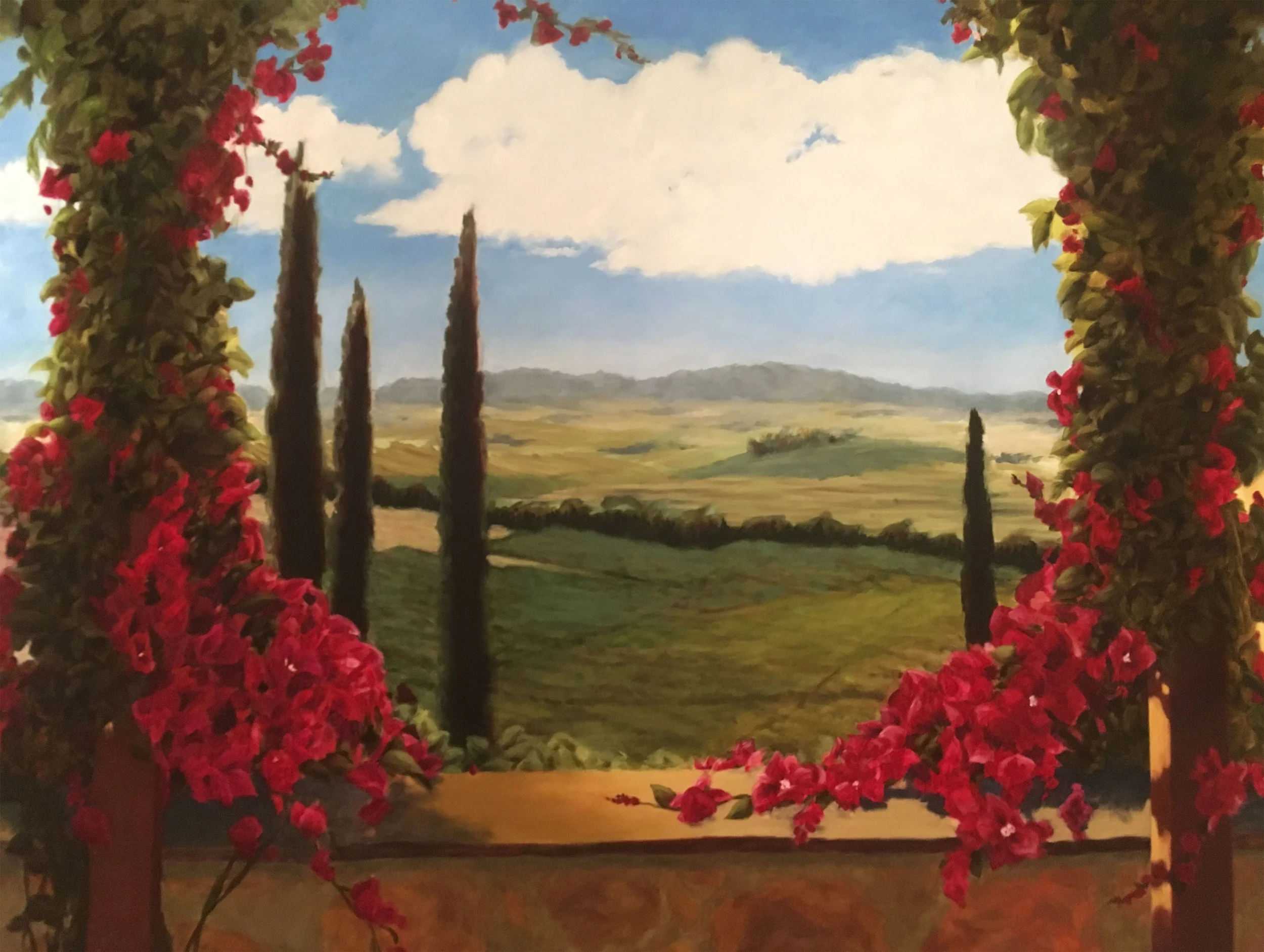 "View From a Tuscan Villa", (Oil, 5'x6')