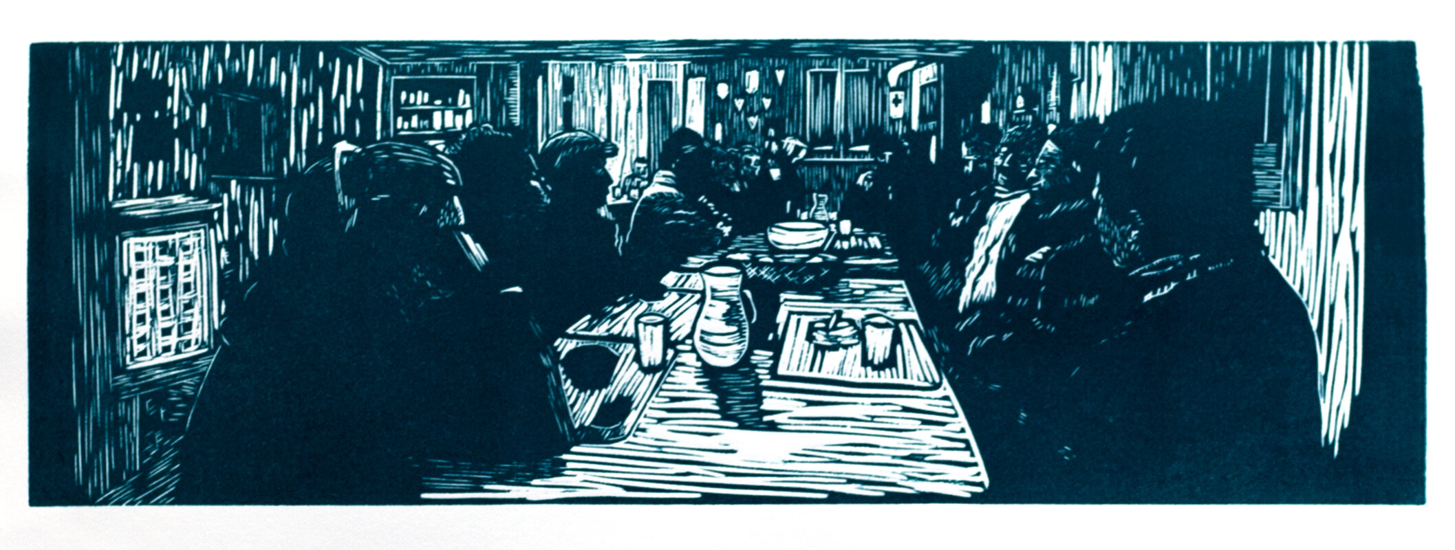 Debating Safe Passage (Linocut)