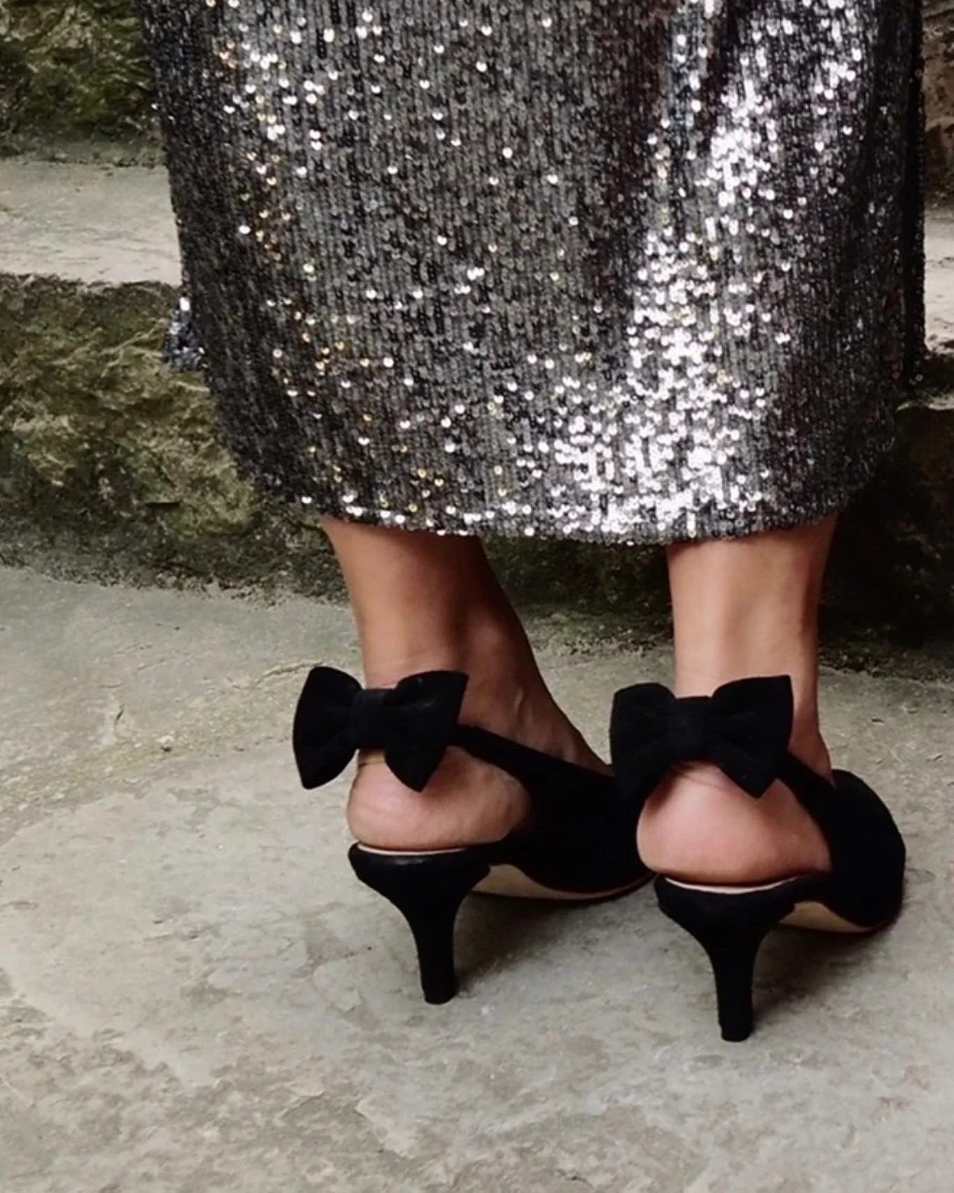 Slingback Black Bow Heel Shoes Bow Slingback — Anniel