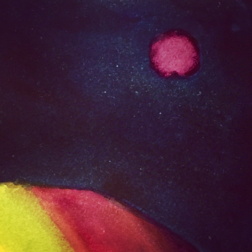 WIP: Tiny, but powerful. purple planet. Watercolor. June, 2015.