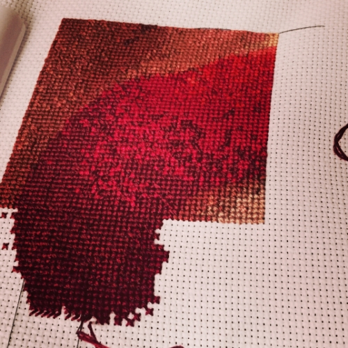 WIP: Lips self portrait x stitch.