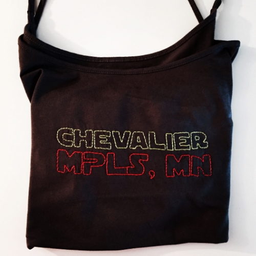 Embroidered tank I made for my friend Juline. I love this font.
