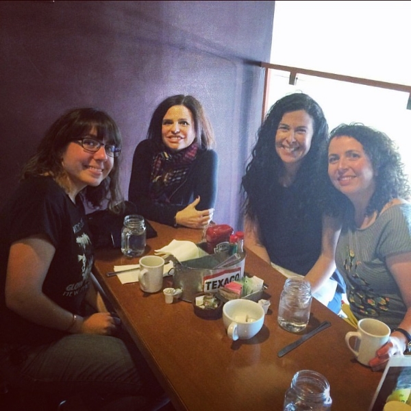 Annette, Heully, me, Michelle Kingdom and Rebecca Levi at brunch at The Waffle on Sunset Blvd.