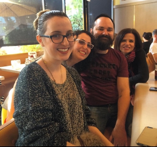 Brunch fun times, with Emma Rose Laughlin, Rebecca Levi and Matthew Monthei.
