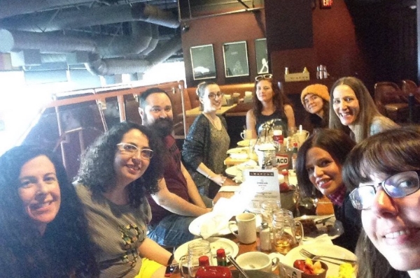 With the gang of fellow artists at The Waffle. Yay!