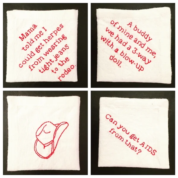 Two napkins. The image on top goes with the image on the bottom.