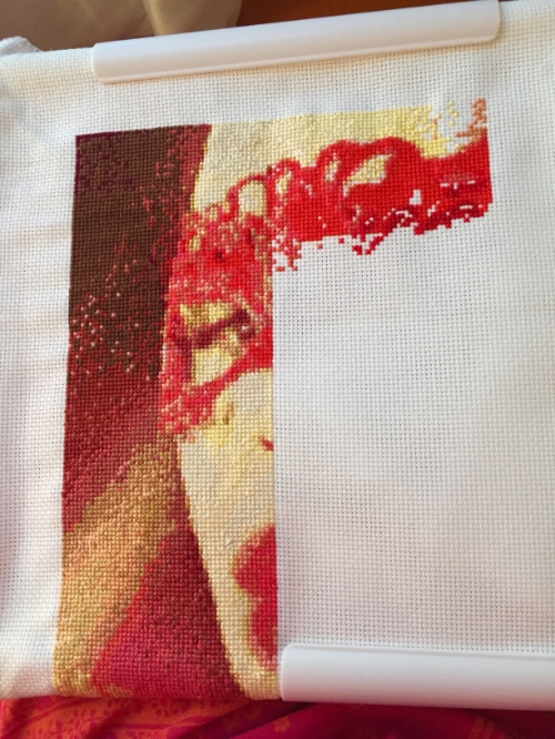 Morning stitching in bed.