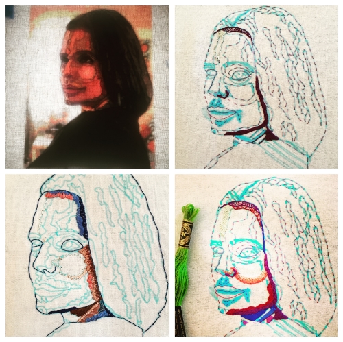 Process shots of my self portrait.