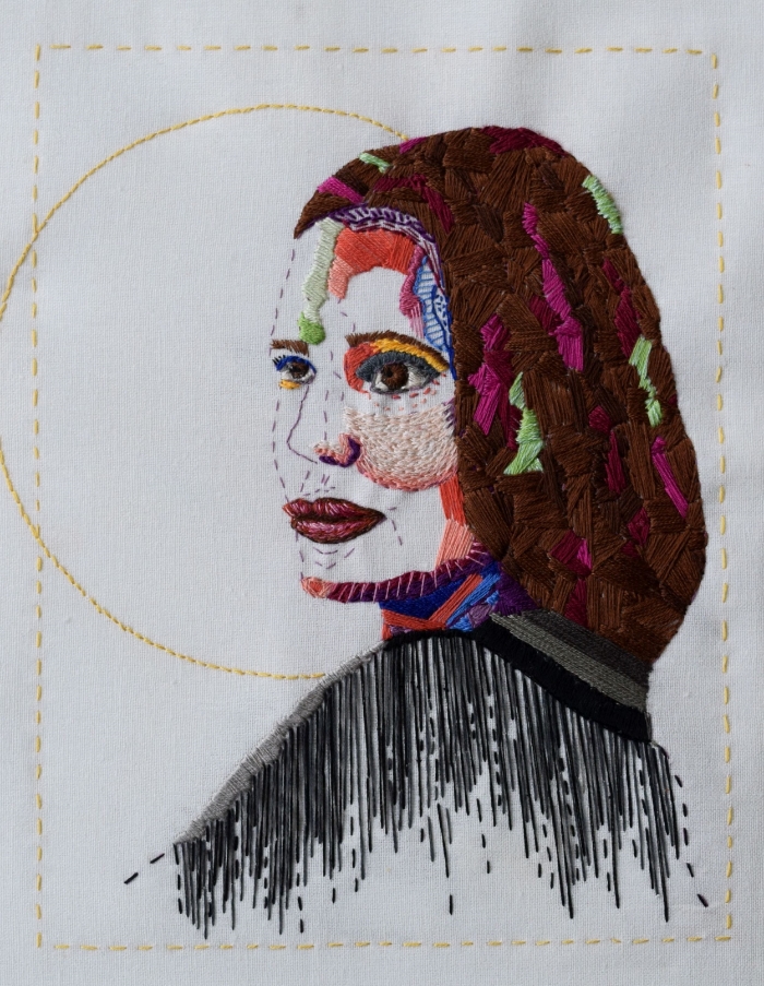 Thread Self Portrait, 2016. Hand embroidery on linen.