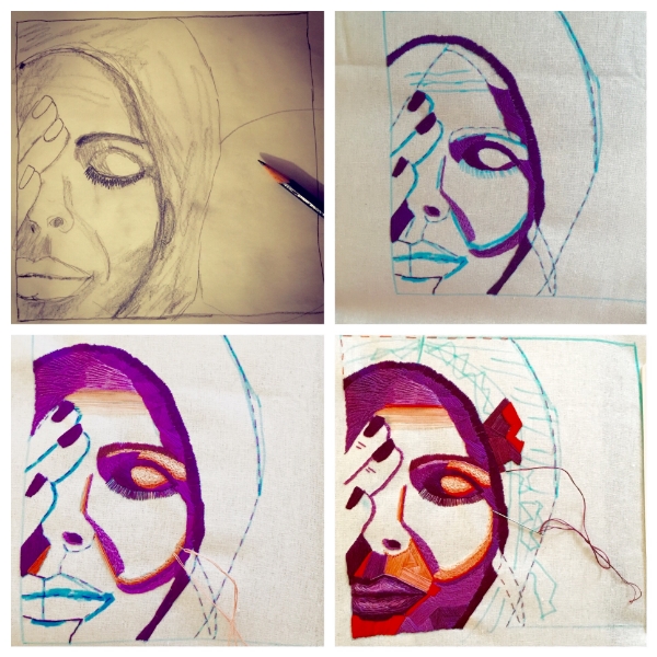 Process shots. From sketch to stitching.