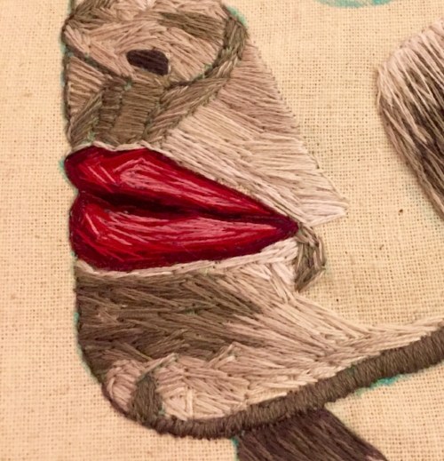 Detail from lips in process.
