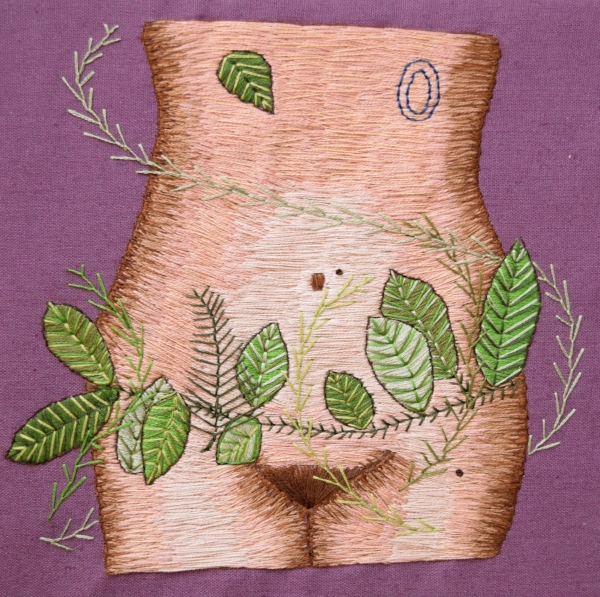 Flora from Fauna, 2016. Hand embroidery on linen. 8x8 inches.