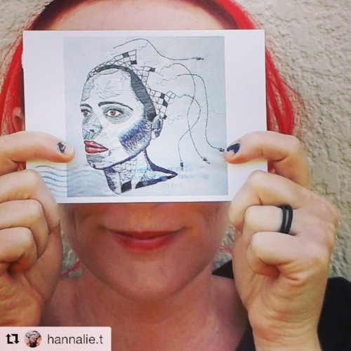South African artist Hannalie Taute with a postcard I sent of Beneath/Within. Sending prints of your work is a great way to share it!