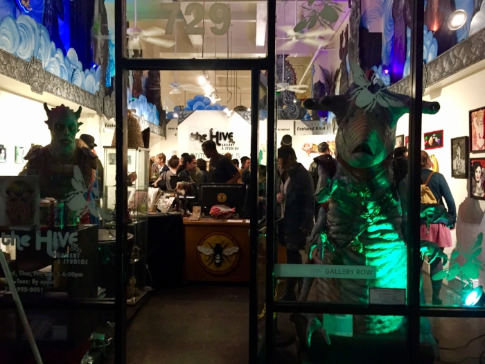 Opening night at the Hive Gallery, Los Angeles.