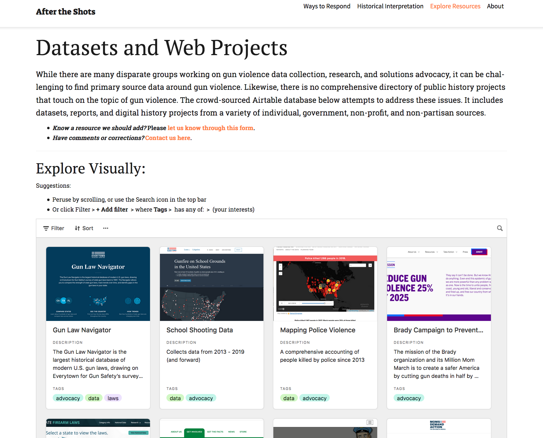 The Data Sets &amp; Projects Page