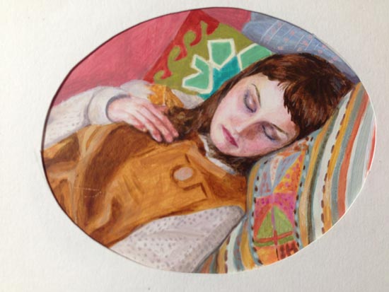 'Dreamer II' Acrylic on paper 9.5 X 7.5 cm