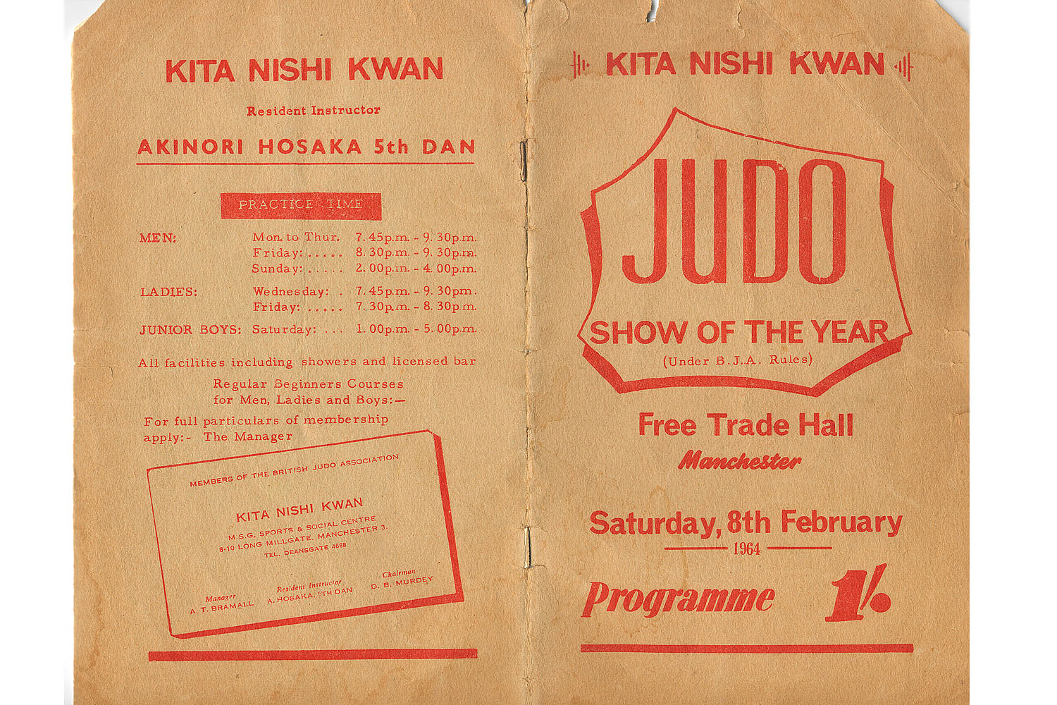  Kita Nishi Kwan - Northwest Judo School show at the Free Tarde Hall, Manchester 1964 
