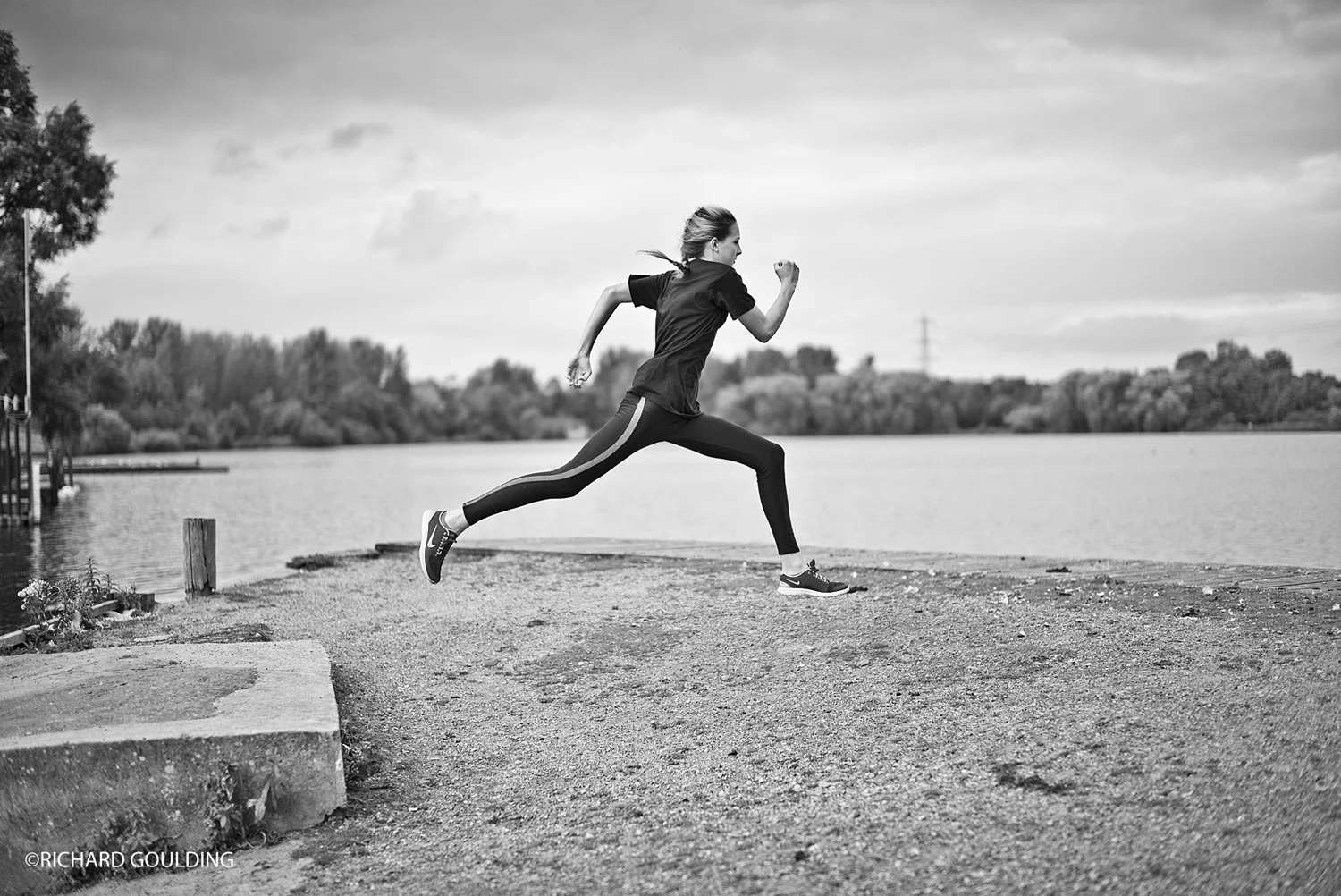 Dakota Ditcheva Manchester based Thai Boxer, training at Sale West. Running at Sale Water park, with here mother Lisa Howarth, by Richard Goulding Photographer
