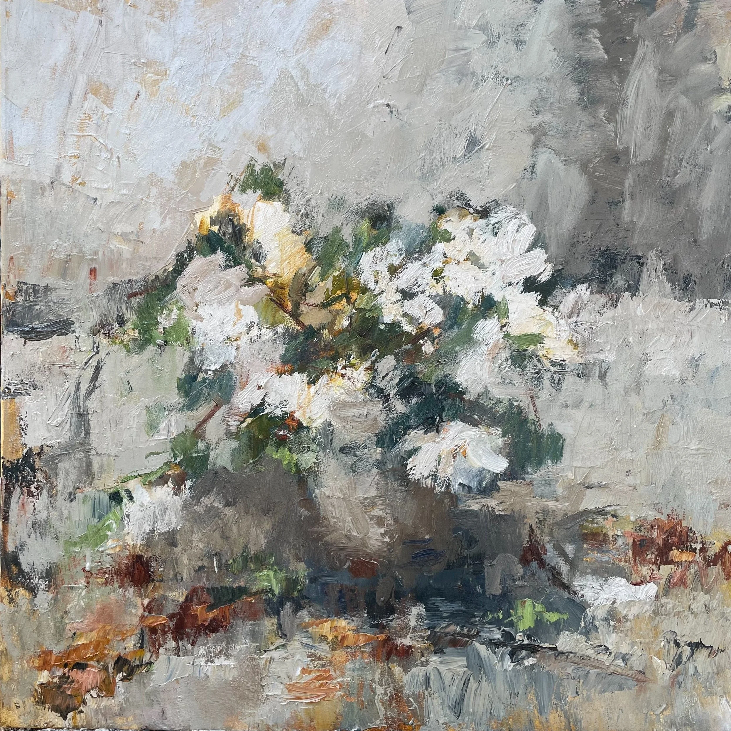 White Camellias (Trelowarren) 90cm x 90cm
