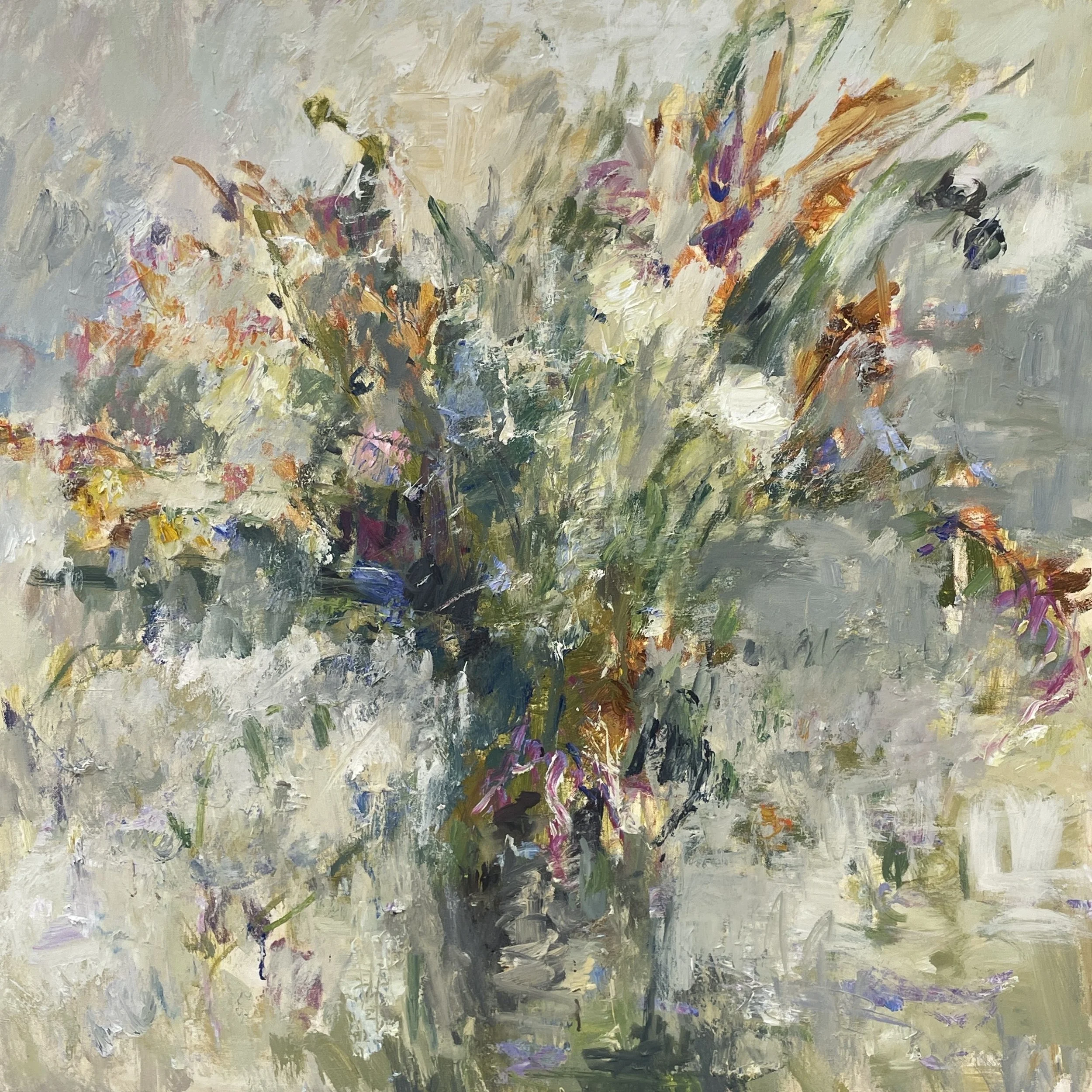 Wild Flowers on Grey and Ochre