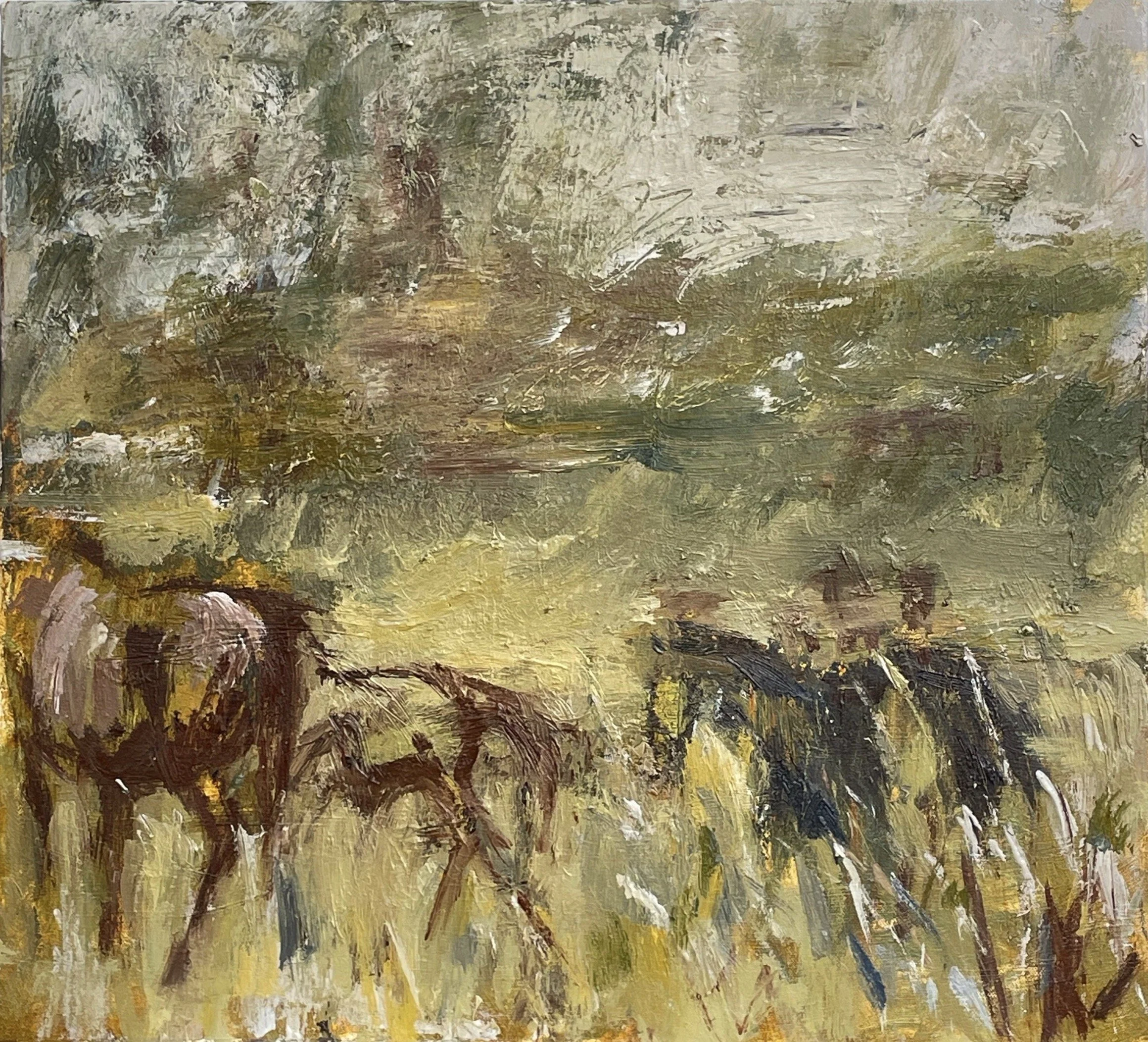 Mares and foals grazing III